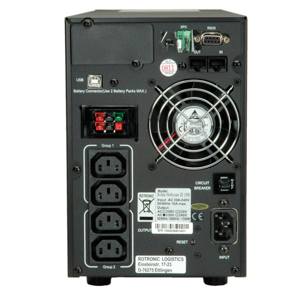ROLINE ProSecure III 1000 USV 1,0 kVA/900 W Online – Tower – C13×4, Eingang IEC C14 – schwarz