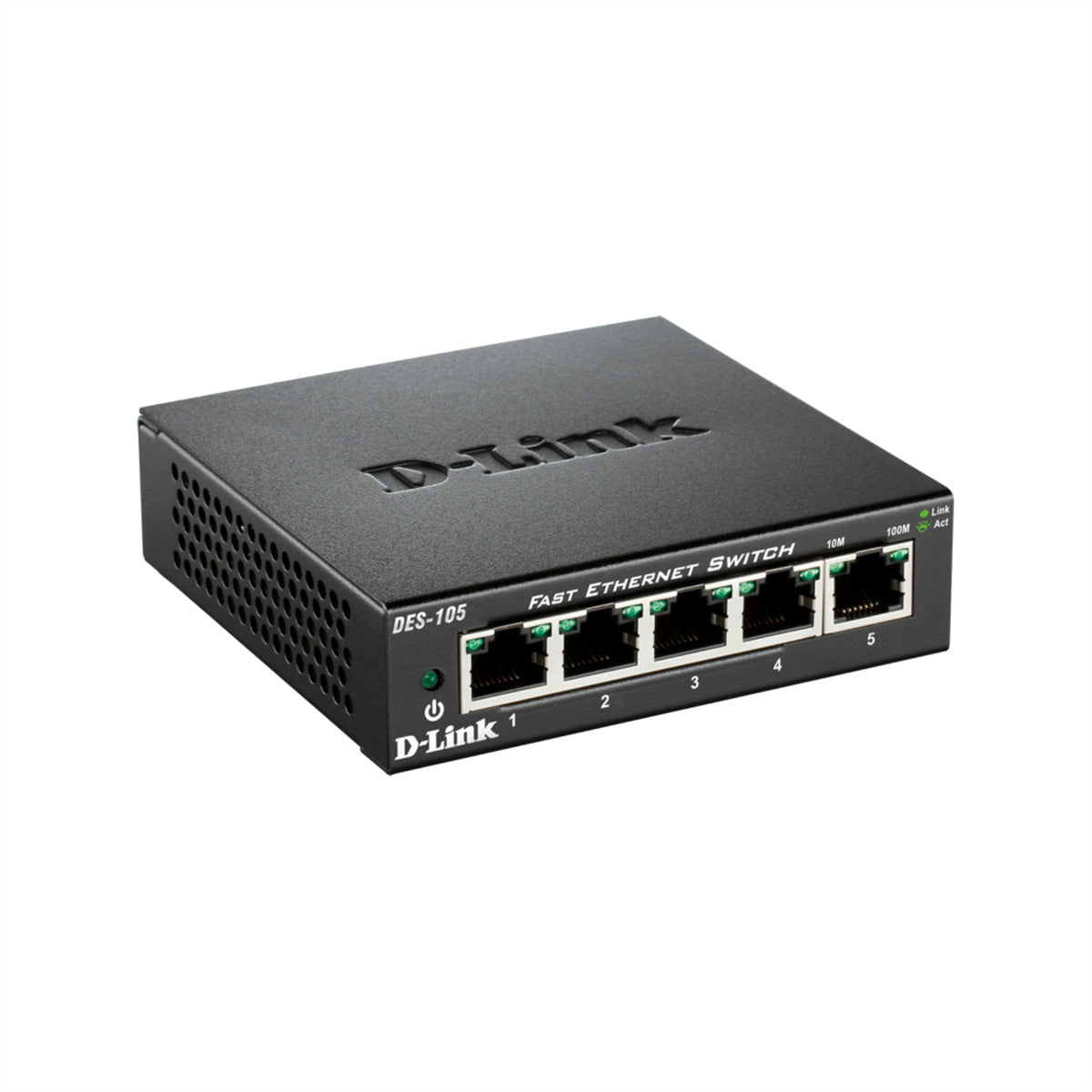 D-Link DES-105 – Switch (Unmanaged) – 5×10/100 Mbit/s, L2, Schwarz
