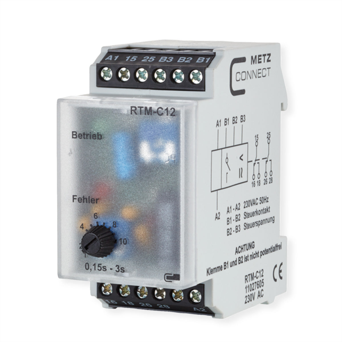 METZ CONNECT Zeitschaltuhr (DIN-Schiene) – 230 V, IP20 – Mehrfarbig – RTM-C12