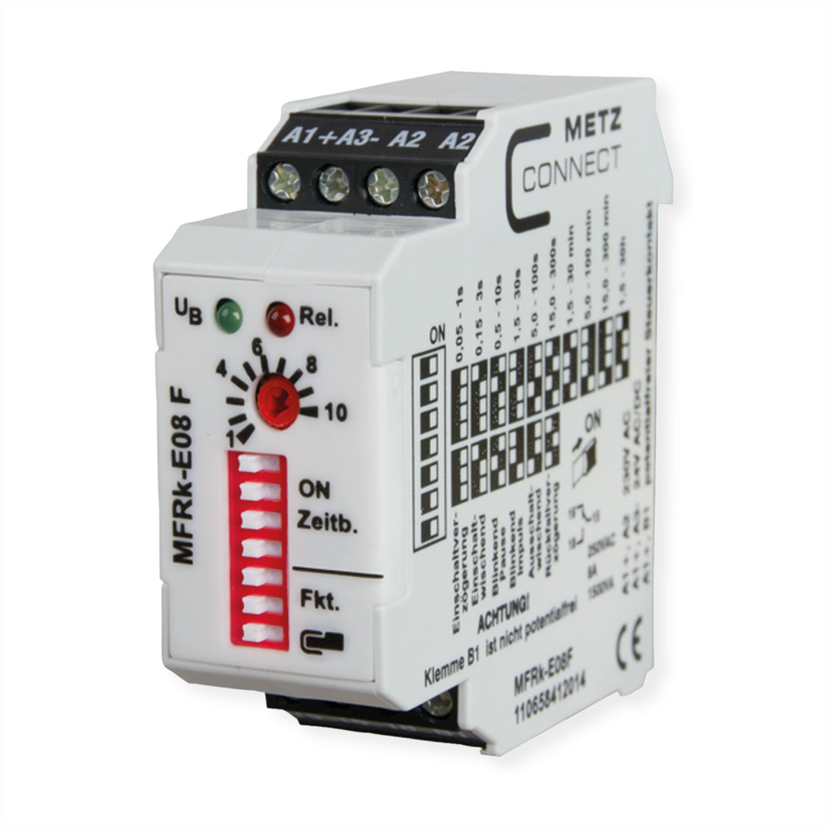 METZ CONNECT Zeitschaltuhr (DIN-Schiene) – 230 V, IP20, 22,5×60×61,3 mm – MFRk-E08 F