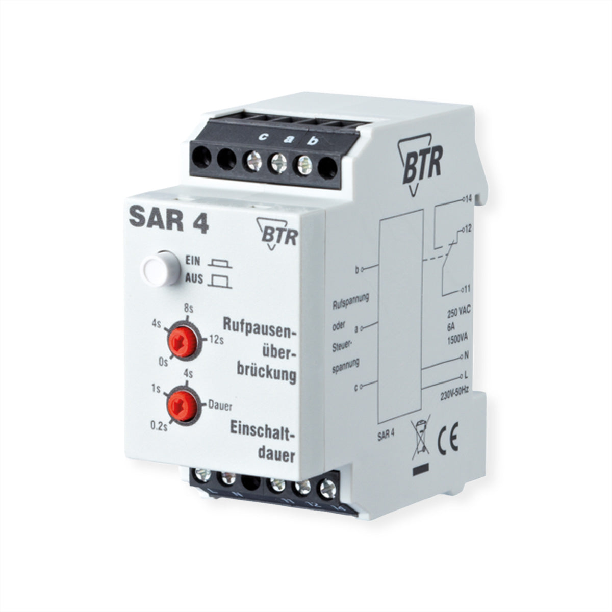 METZ CONNECT Relais mit Sockel – 230 V, 50 Hz, 35×60×69,3 mm – Weiss – SAR 4