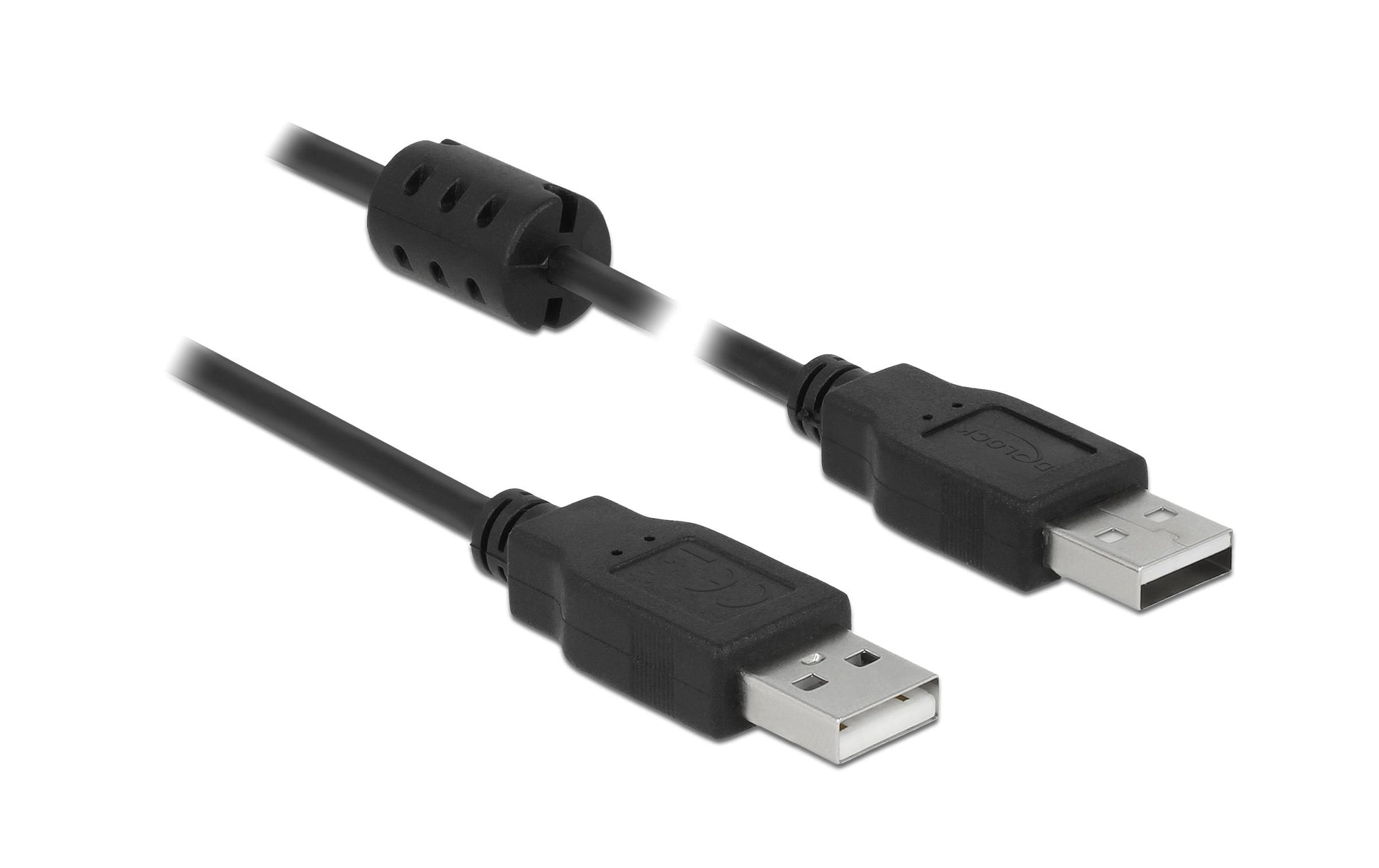 DeLOCK USB-A auf USB-A Kabel – USB 2.0 (480 Mbit/s) – 0,5 m – Magnetisch abgeschirmt – Schwarz