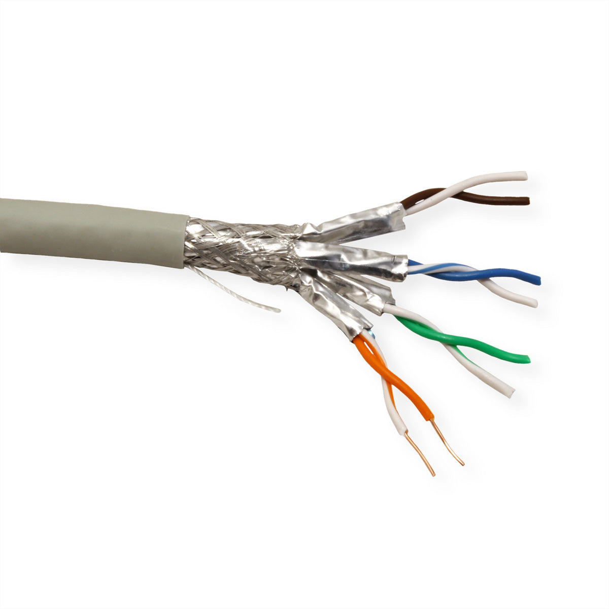 ROLINE Installationskabel Cat6A S/FTP (PiMF) – 300 m, LSOH, Massivdraht, Grau