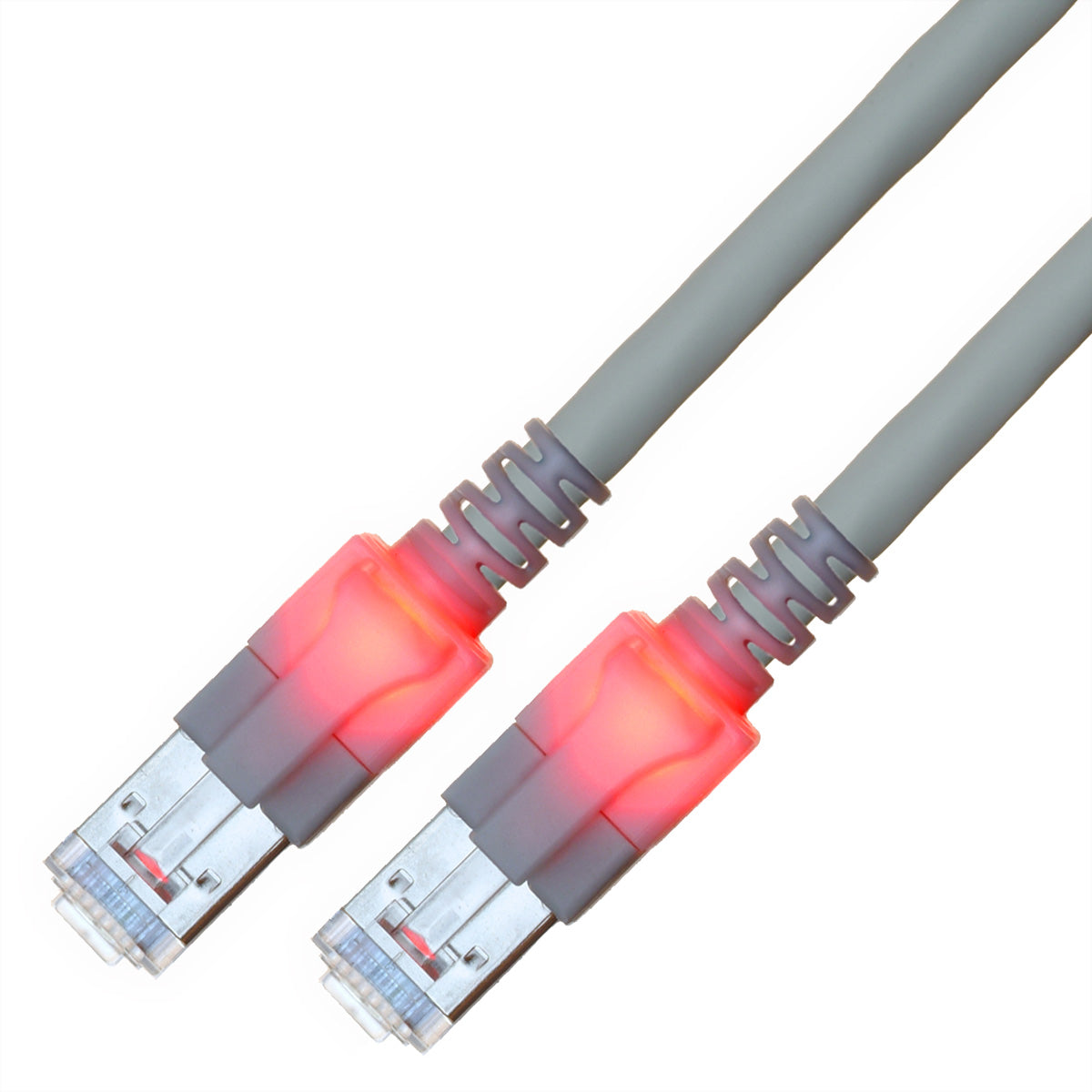 EasyLan DualBoot LED Patchkabel – Cat6 S/FTP (PiMF), 25 m, grau, LSOH, RJ‑45