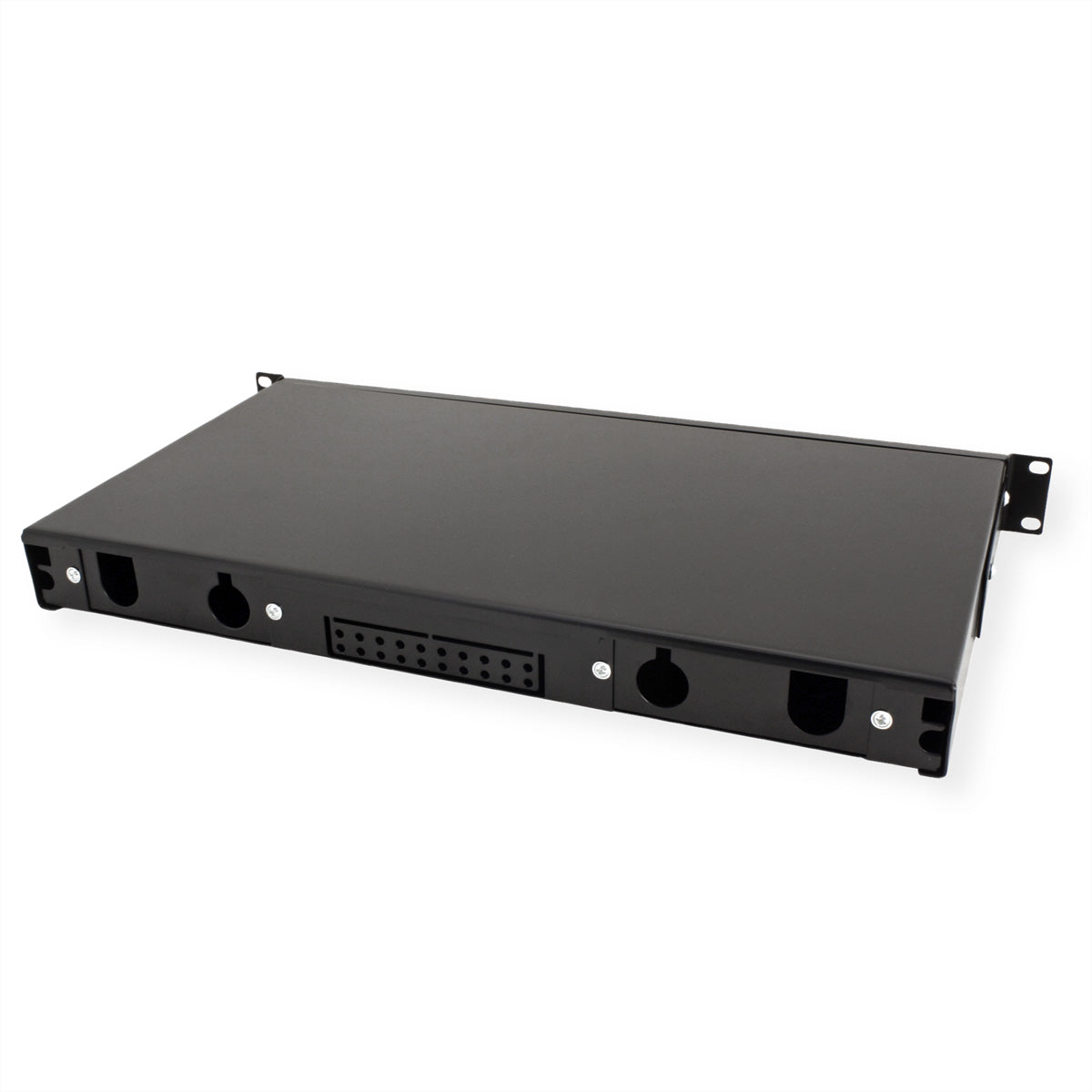ROLINE 19" Keystone-Modulträger – LWL-Patchpanel, 16× Keystones, ausziehbar, schwarz, 482,6×243×44 mm