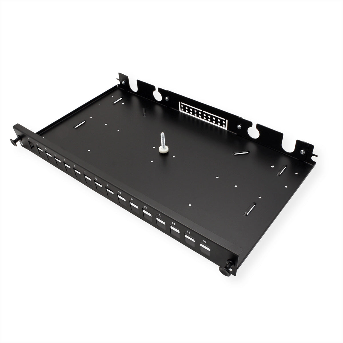 ROLINE 19" Keystone-Modulträger – LWL-Patchpanel, 16× Keystones, ausziehbar, schwarz, 482,6×243×44 mm