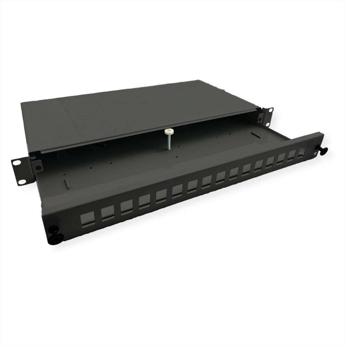 ROLINE 19" Keystone-Modulträger – LWL-Patchpanel, 16× Keystones, ausziehbar, schwarz, 482,6×243×44 mm