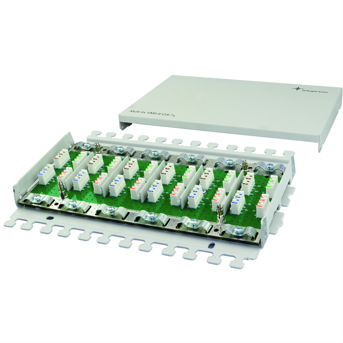 Telegärtner Multi VM Wandgehäuse – Kat.7A (Klasse F), geschirmt, 1× Port, Aufputz, Stahlblech