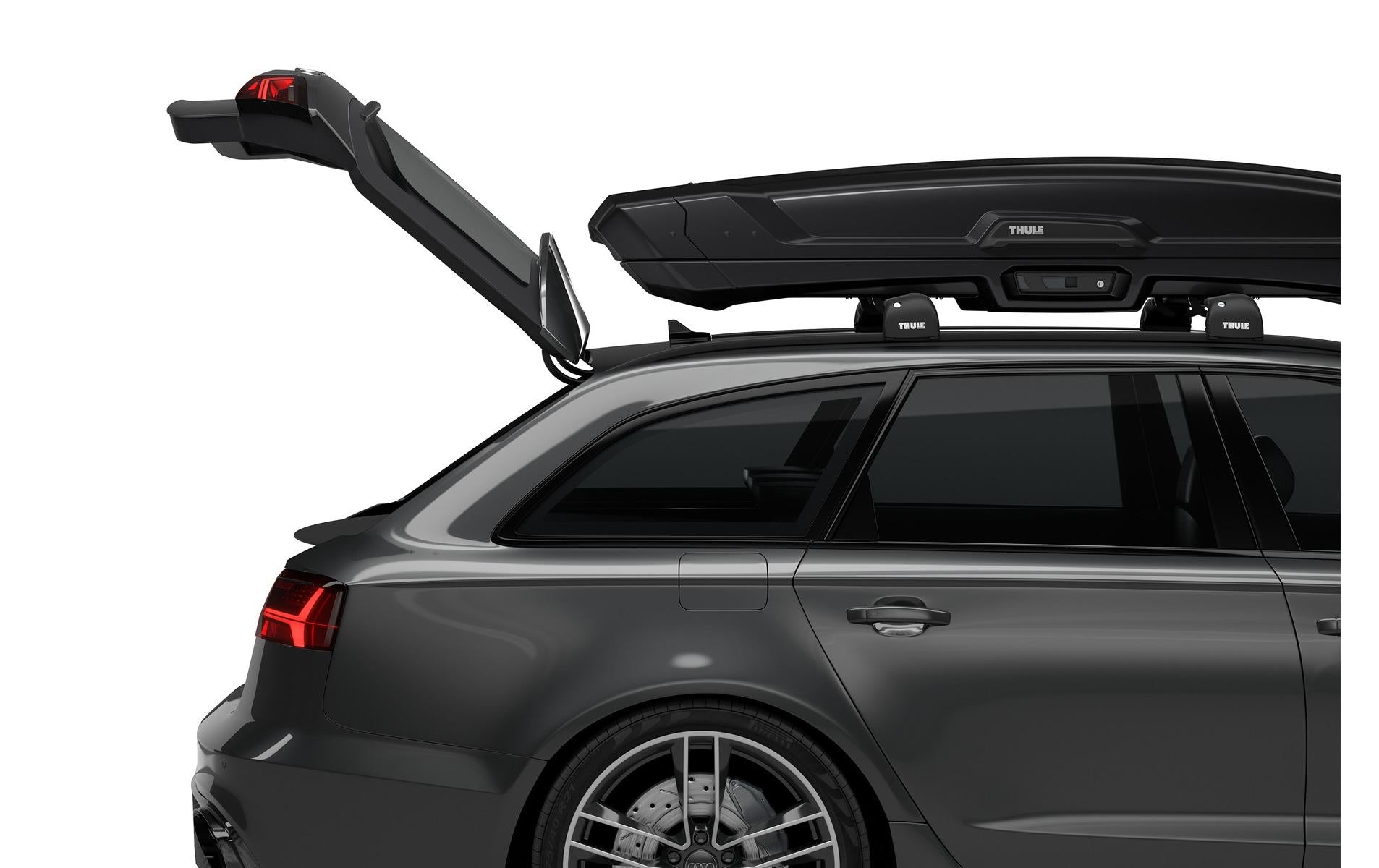 Thule Dachbox Vector M – 360 l, abschliessbar – für WingBar Evo/ProBar Evo/WingBar und andere – schwarz metallic