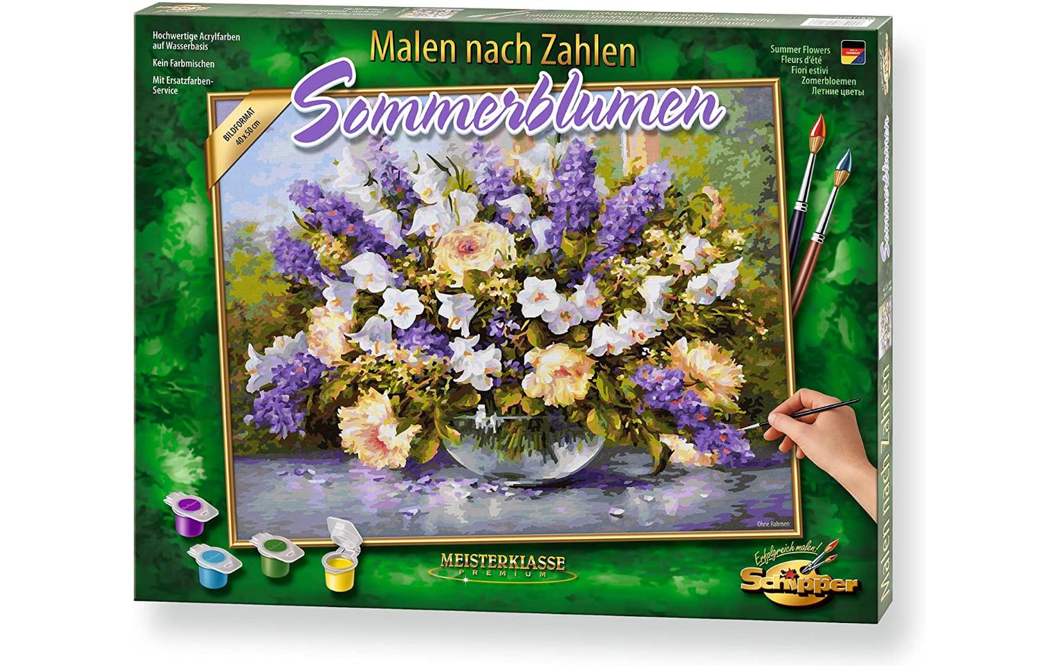 Schipper Malen-nach-Zahlen-Set – Sommerblumen – 40 × 50 cm – ab 8 Jahren