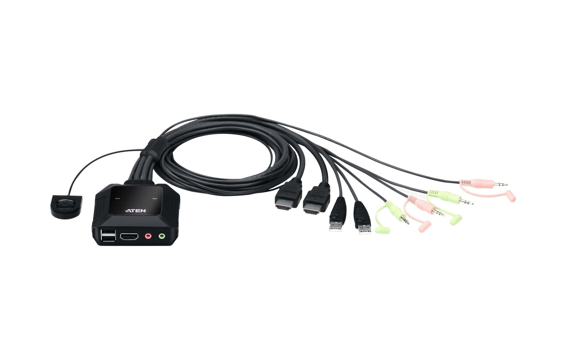 ATEN CS22H – 2-Port HDMI KVM-Switch – 4K/60 Hz, USB 2.0-Hub, Audio, Desktop