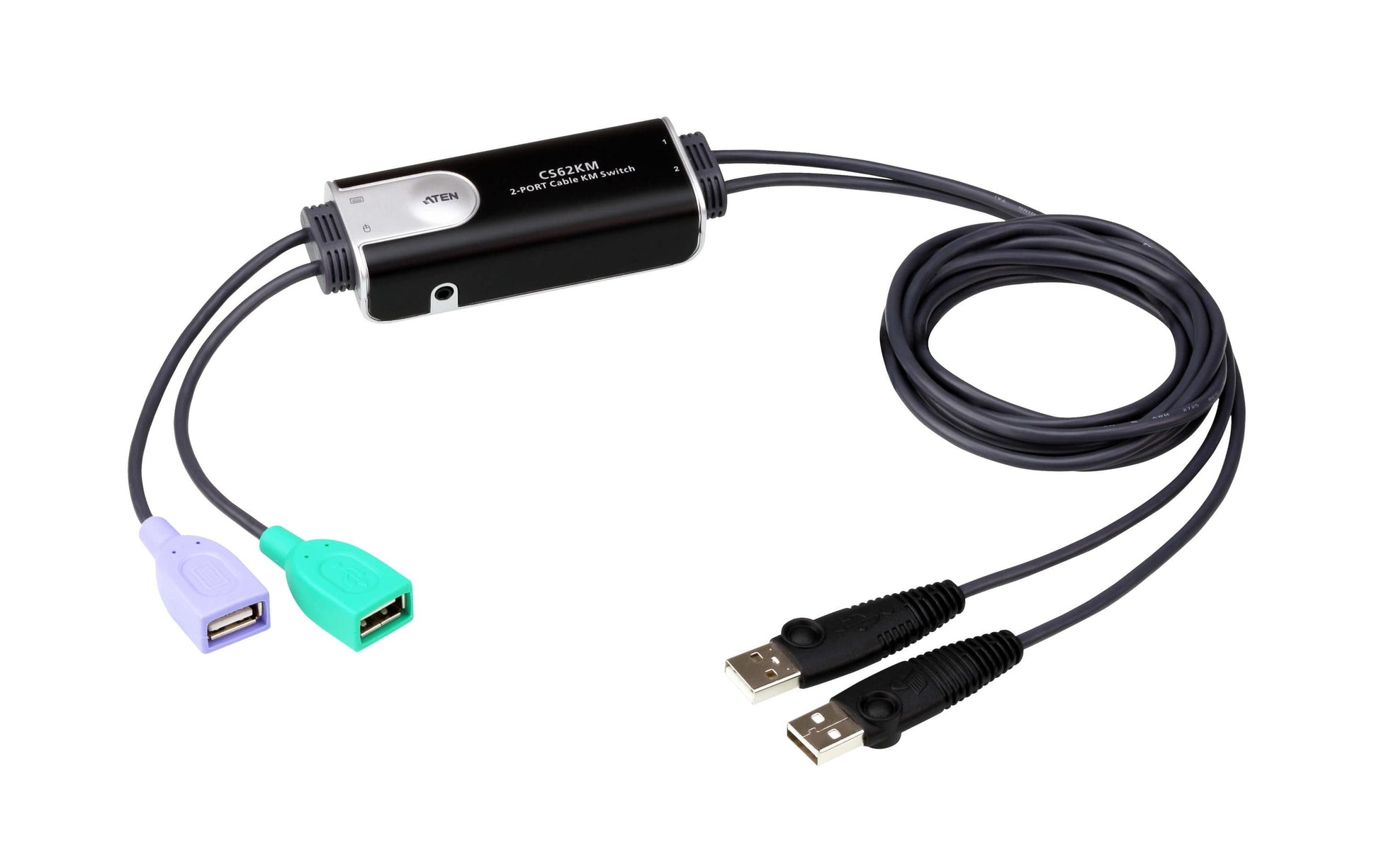 ATEN CS62KM – 2-Port KVM-Switch (lokal) – USB 2.0-Hub, Desktop
