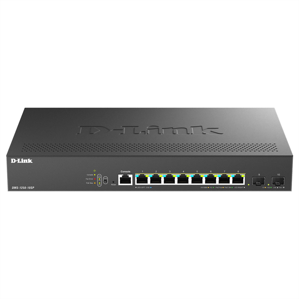 D-Link DMS-1250-10SP/E – Managed Switch – 8×2.5G, 2×SFP+, L2, PoE++ 240 W, 19" Rack