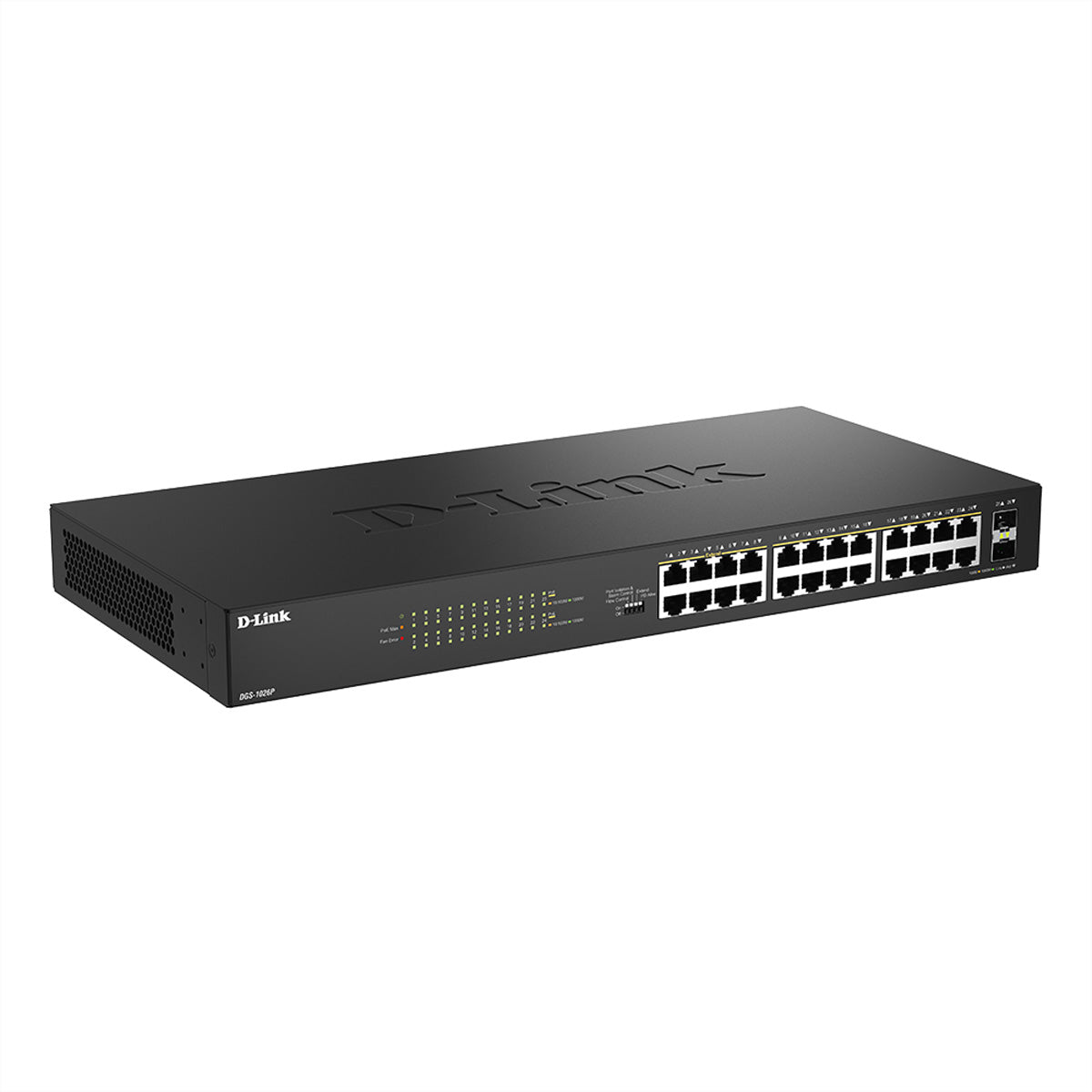 D-Link DGS-1026P/E – Managed Switch – 24×GbE, 2×SFP, L2, PoE+ 240 W