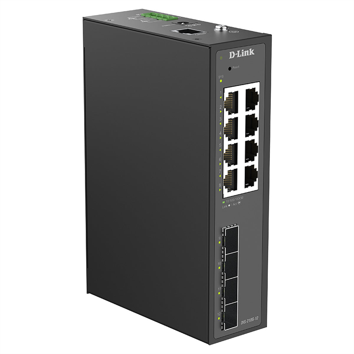 D-Link DIS-210G-12 – Managed L2/L3 Switch – 8× 1G, 4× SFP, Hutschiene
