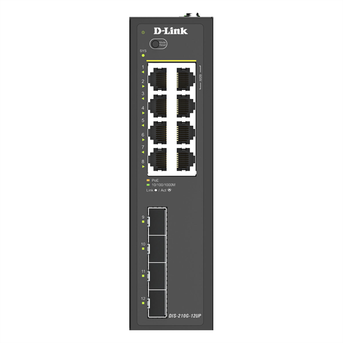 D-Link DIS-210G-12UP – Managed Switch – 8×GbE, 4×SFP, L2/L3, PoE++ 240 W
