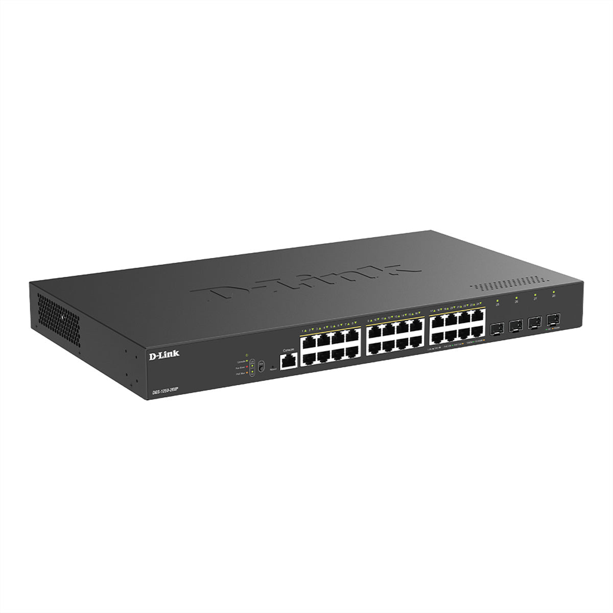 D-Link DGS-1250-28XP/E – Managed Switch – 24×GbE, 4×10G SFP+, L2+/L3, PoE+ 375 W, 19" Rack