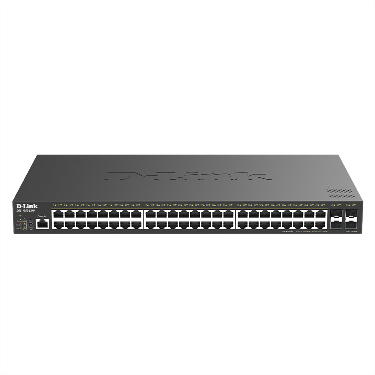 D-Link DGS-1250-52XP/E – Smart L2/L3 Switch – 48× 1G, 4× SFP+, PoE+, PoE-Budget 375 W, 19"