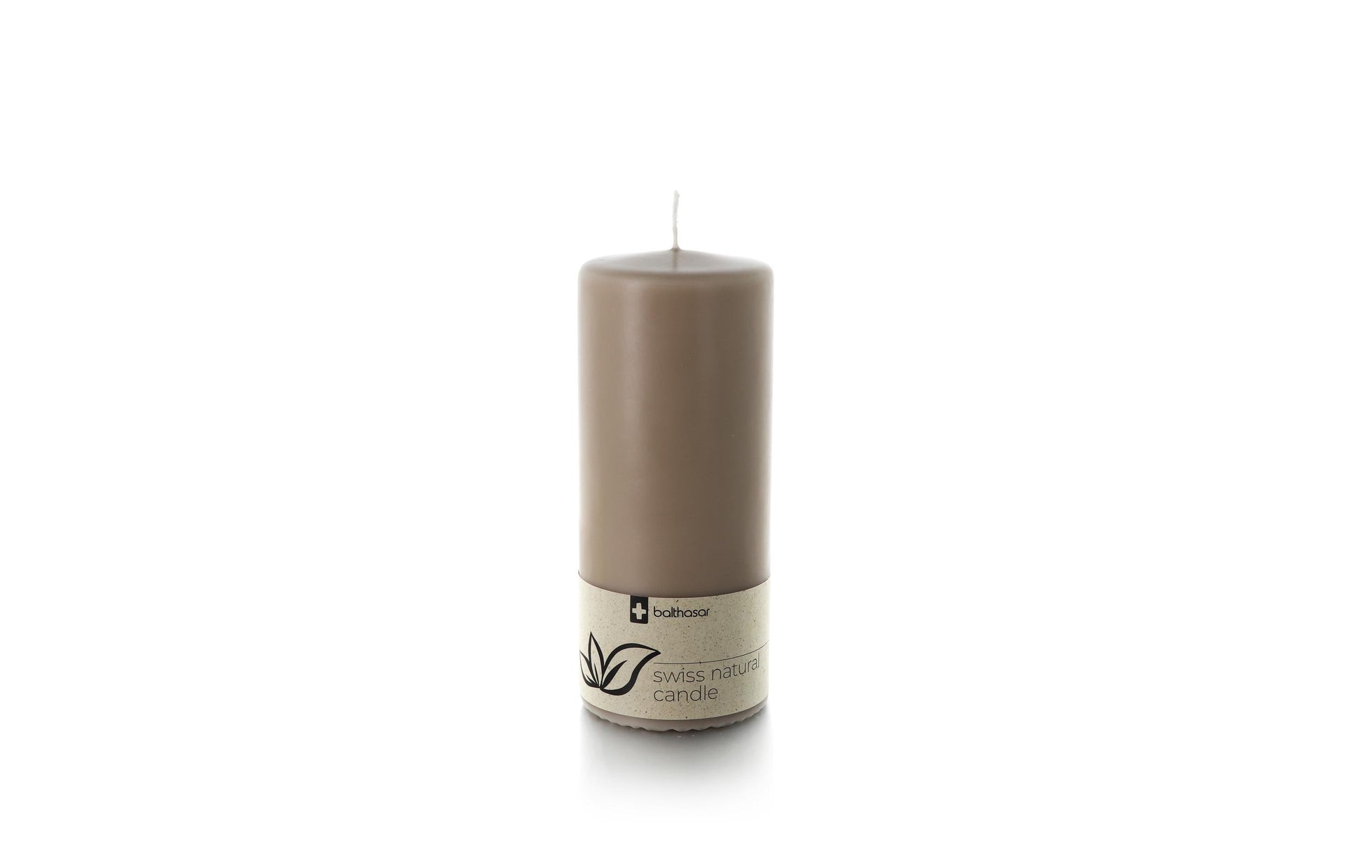 Balthasar Zylinderkerze, taupe, 19 cm, Ø 8 cm – eco:plus, recyclingfähig