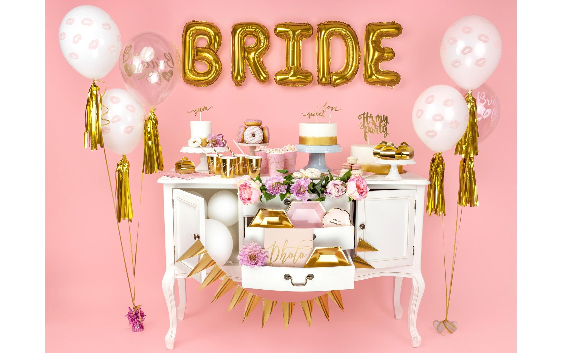 PartyDeco Luftballons Bride to be – transparent/gold – Ø 30 cm – Latex – 6 Stk
