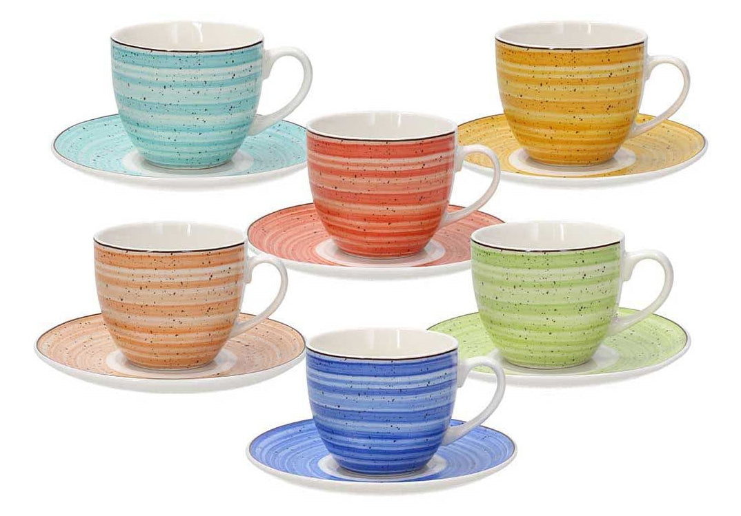 Tognana Porcellane Tognana Kaffeetasse Iris – 6er Set, 200 ml, Porzellan, Mehrfarbig, spülmaschinenfest, mikrowellengeeignet