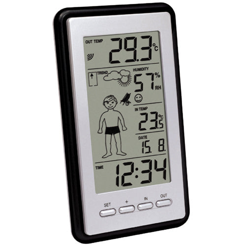 Technoline WS9632-IT – Wetterstation, innen/aussen, Hygrometer, inkl. Aussensensor – Grau