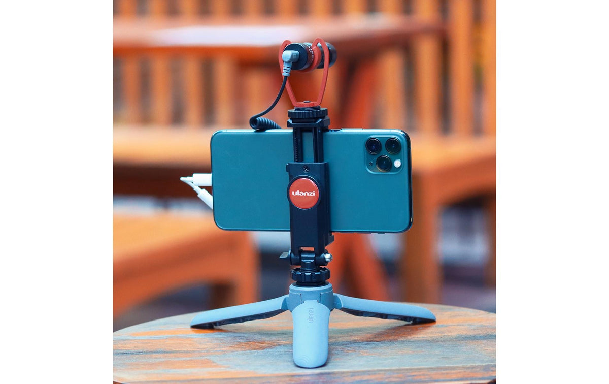 Ulanzi MT-10GR Mini-Stativ – bis 12,2 cm, Traglast 2,5 kg, 1/4" Stativgewinde – für Smartphone/Tablet – Grau
