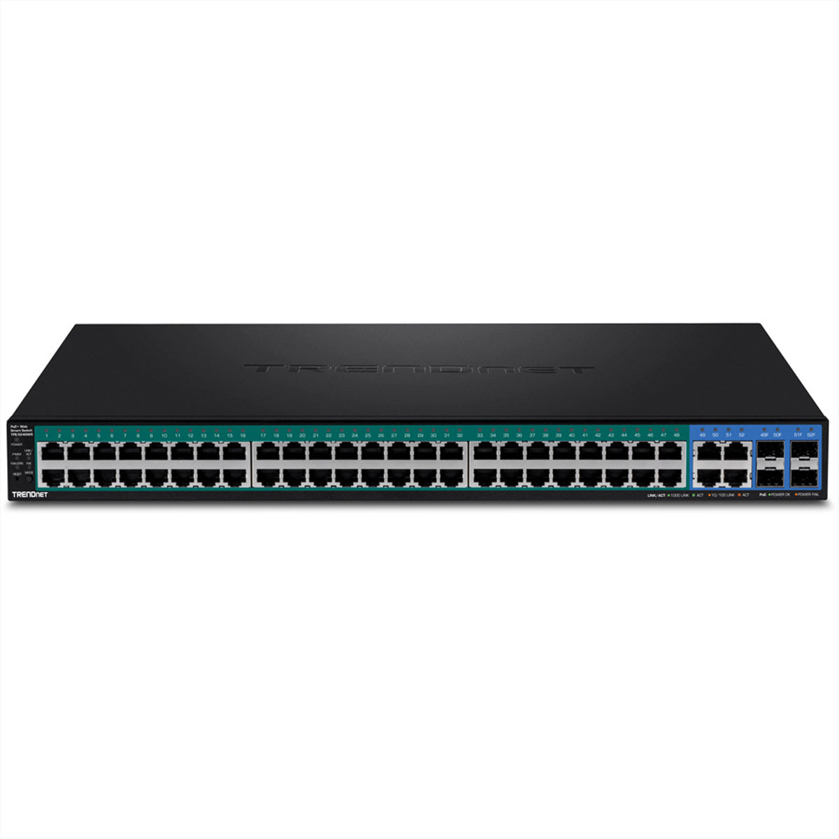 Trendnet TPE-5240WS – Smart Switch – 48× 1G, 4× SFP, PoE+, PoE-Budget 370 W, 19", 1U