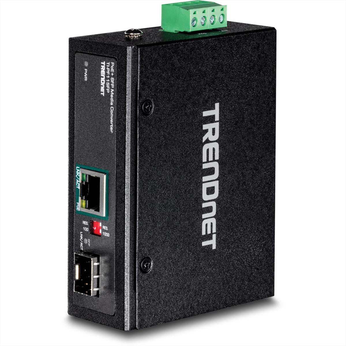 TRENDnet TI-PF11SFP Medienkonverter SFP zu RJ-45 – Gigabit SFP Single-/Multimode, bis 40 km, 1× RJ-45 – IP30