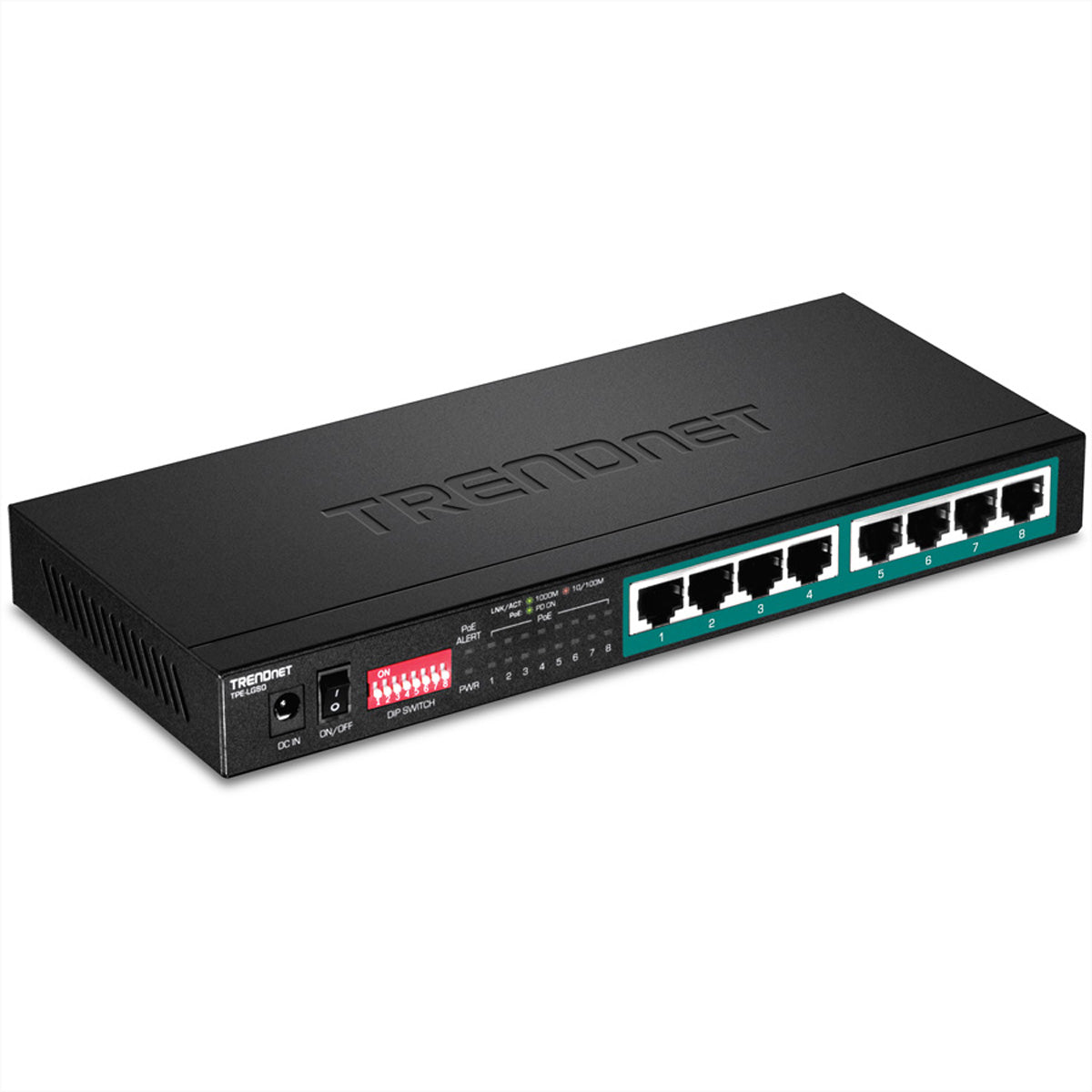 Trendnet TPE-LG80 – Unmanaged Switch – 8× 1G, 8× PoE+, PoE-Budget 65 W, Desktop