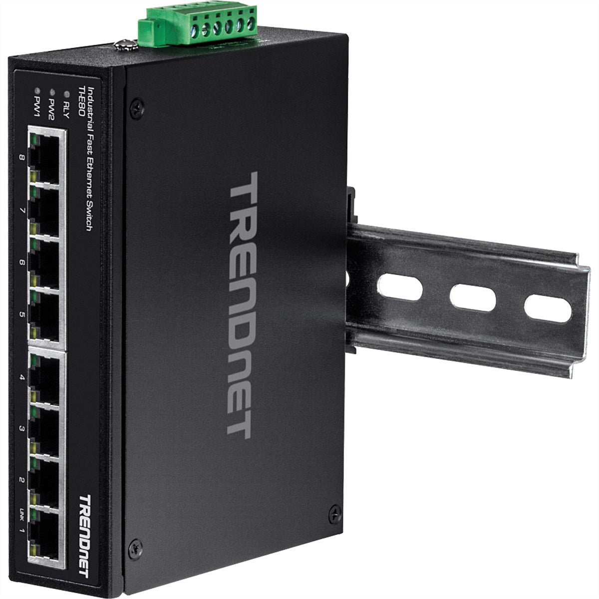TRENDnet TI-E80 – Unmanaged Switch – 8× Fast Ethernet (10/100), DIN-Rail, IP30