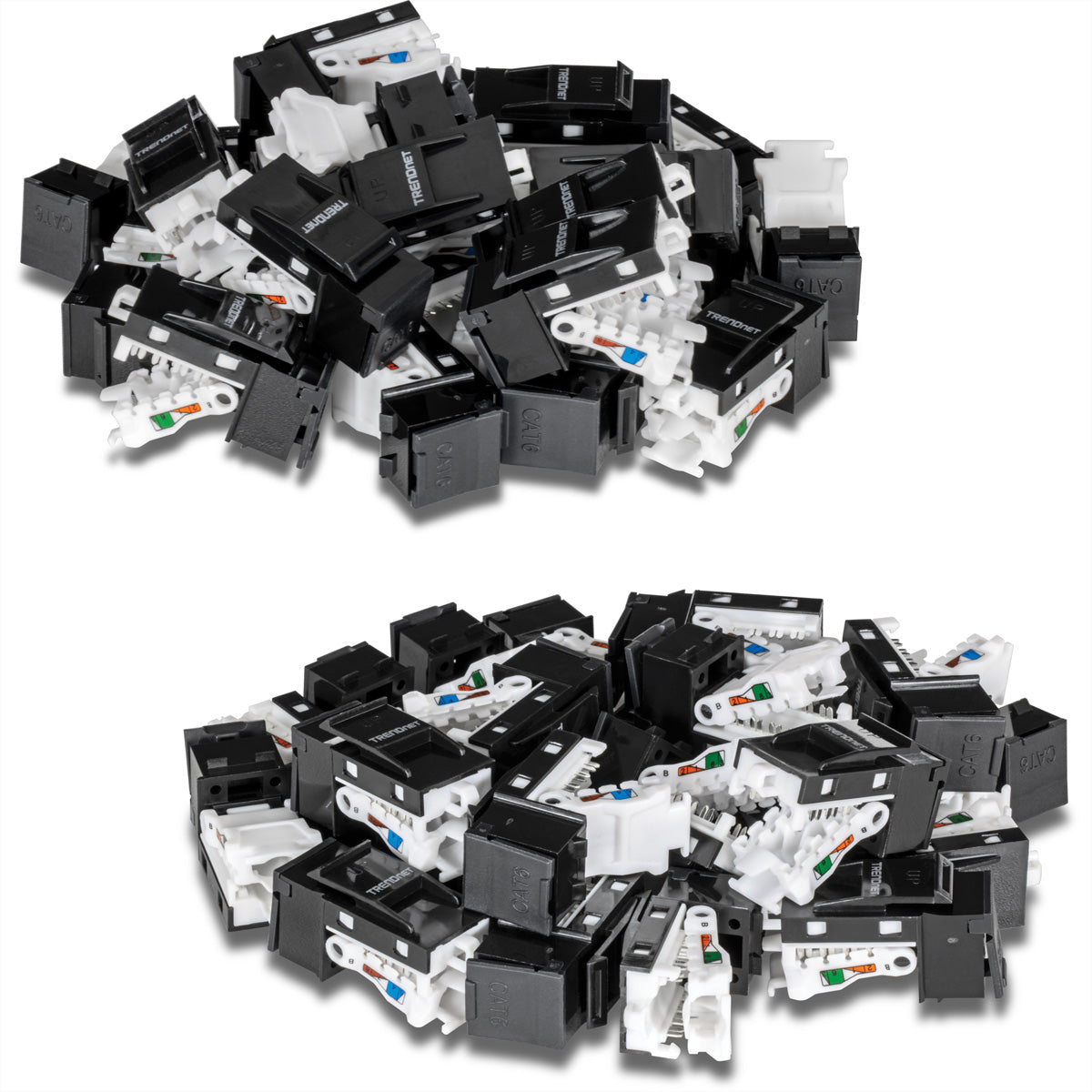 TRENDnet TC-K50C6BK – Cat6 Keystone-Buchse (50er Pack) – RJ-45, abgewinkelt, schwarz