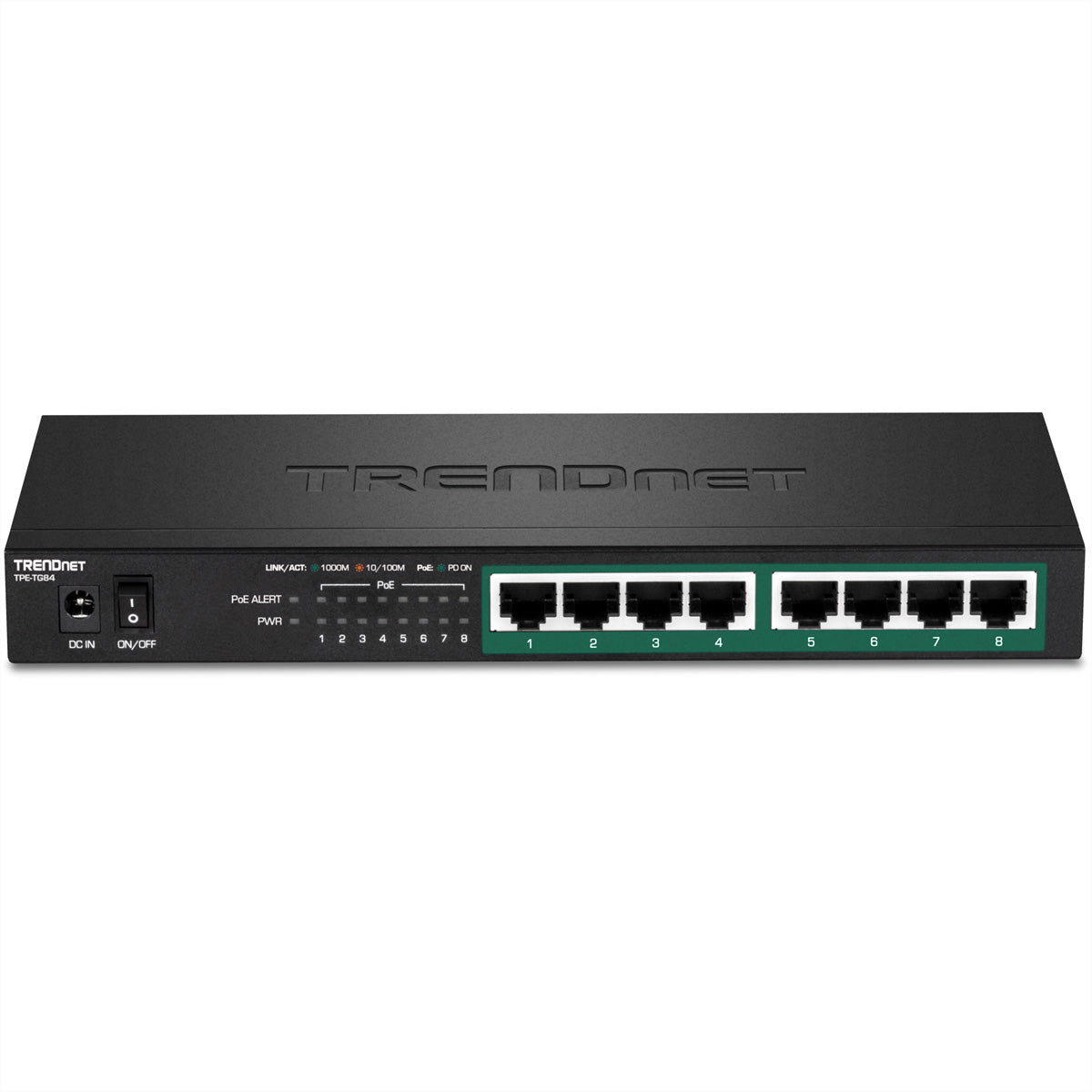 TRENDnet TPE-TG84 – Unmanaged Switch – 8× 1G, PoE+, PoE-Budget 120 W, Desktop