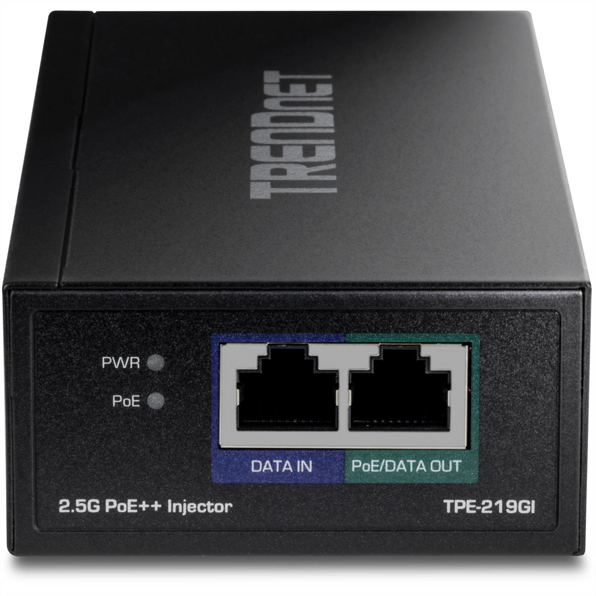 TRENDnet TPE-219GI PoE-Injektor – 2,5 Gbit/s, PoE++ (90 W), 2× RJ-45 (1× PoE), IEEE 802.3bt, Schwarz