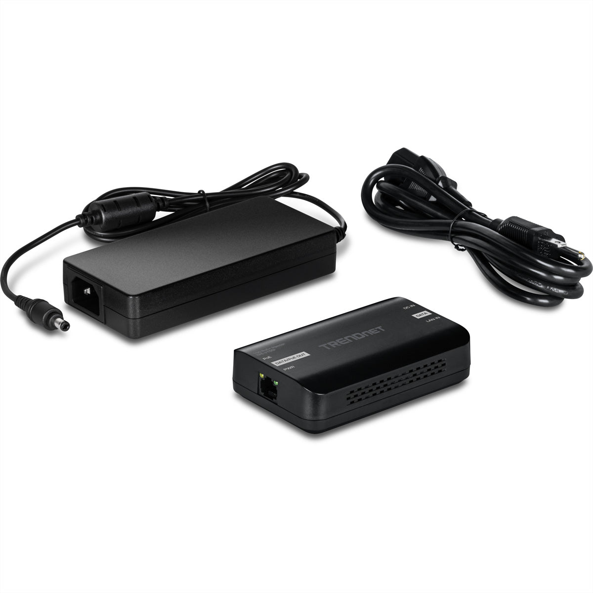 TRENDnet TPE-315GI PoE-Injektor – 10 Gbit/s, PoE+ 30 W, 1× RJ-45 – Schwarz