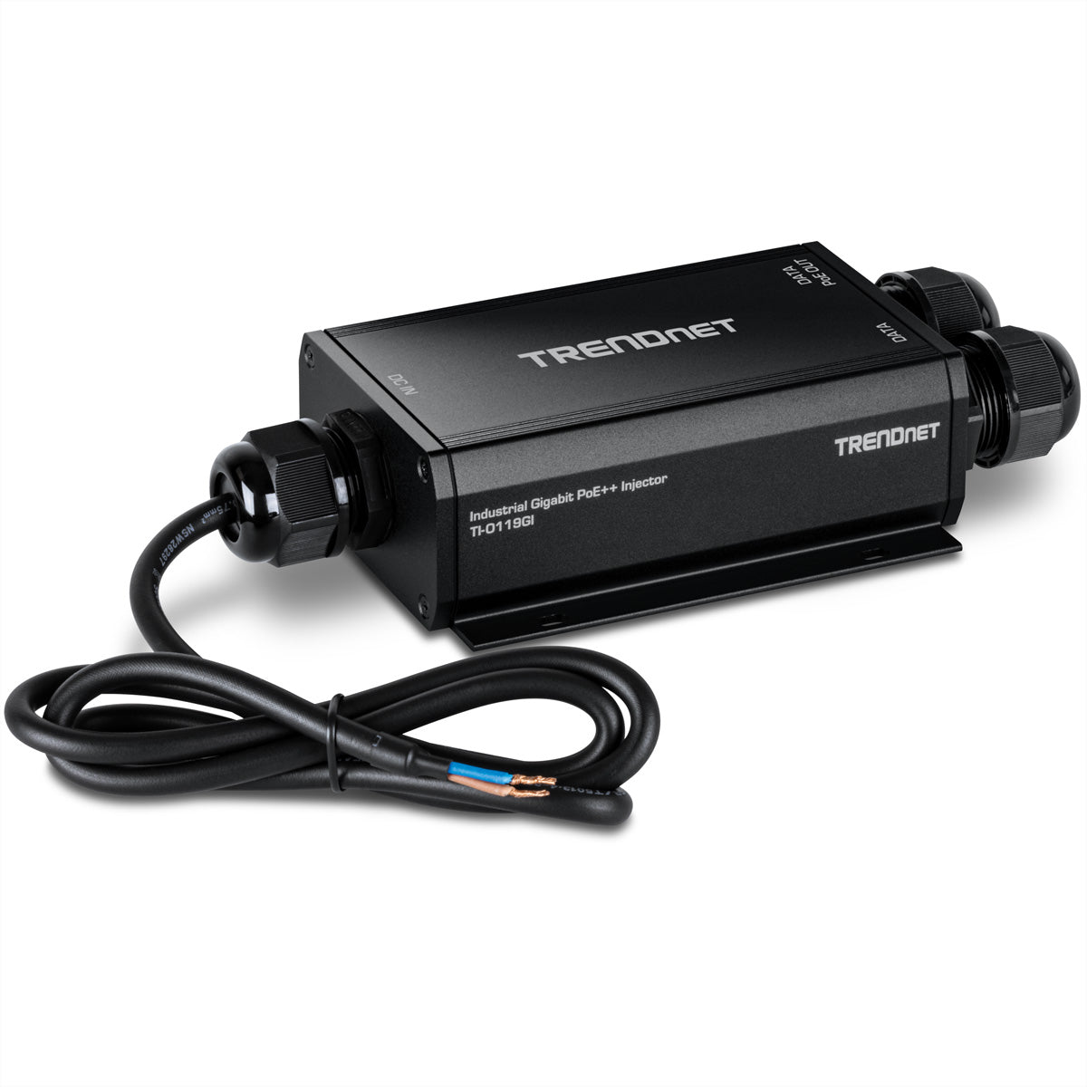 TRENDnet TI-O119GI PoE-Injektor – 95 W PoE++ (IEEE 802.3bt), 2× Gigabit (1× PoE), IP67, Wandmontage