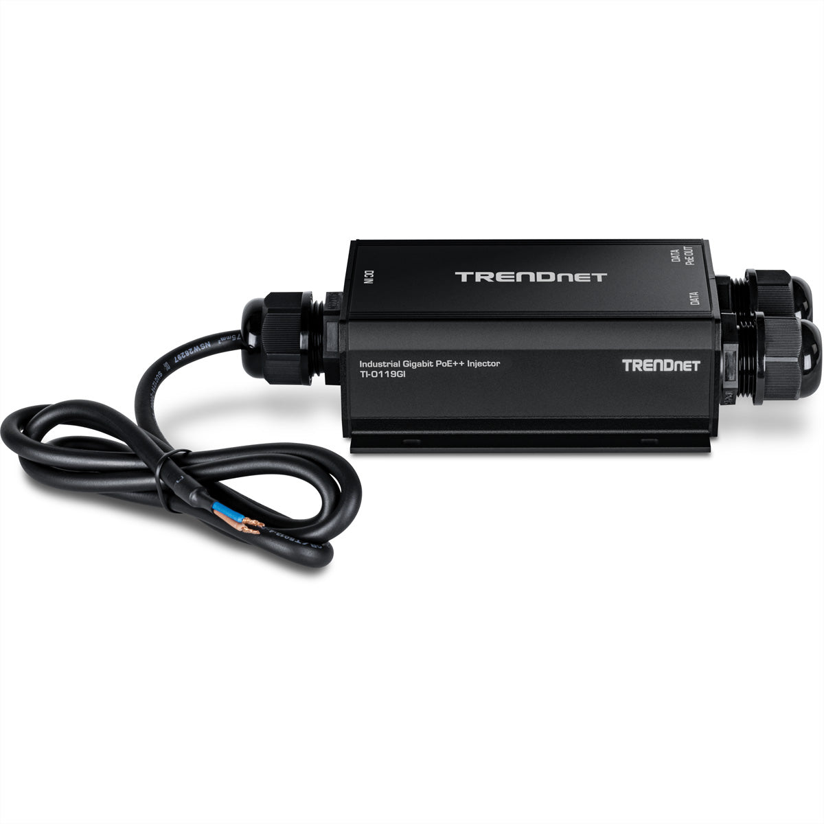 TRENDnet TI-O119GI PoE-Injektor – 95 W PoE++ (IEEE 802.3bt), 2× Gigabit (1× PoE), IP67, Wandmontage