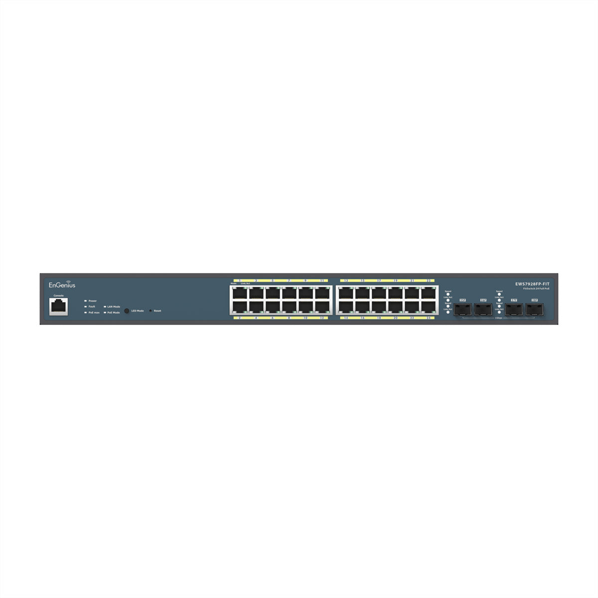EnGenius EWS7928P-FIT – Verwalteter L2/L3 Switch – 24× 1G, 4× SFP, PoE+, PoE-Budget 240 W, 1U