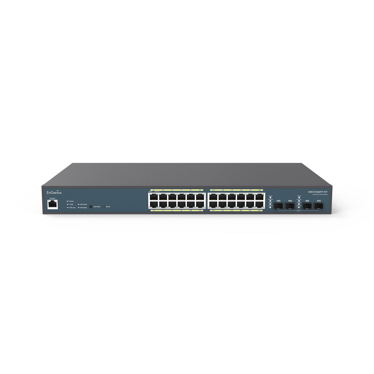 EnGenius EWS7928P-FIT – Verwalteter L2/L3 Switch – 24× 1G, 4× SFP, PoE+, PoE-Budget 240 W, 1U