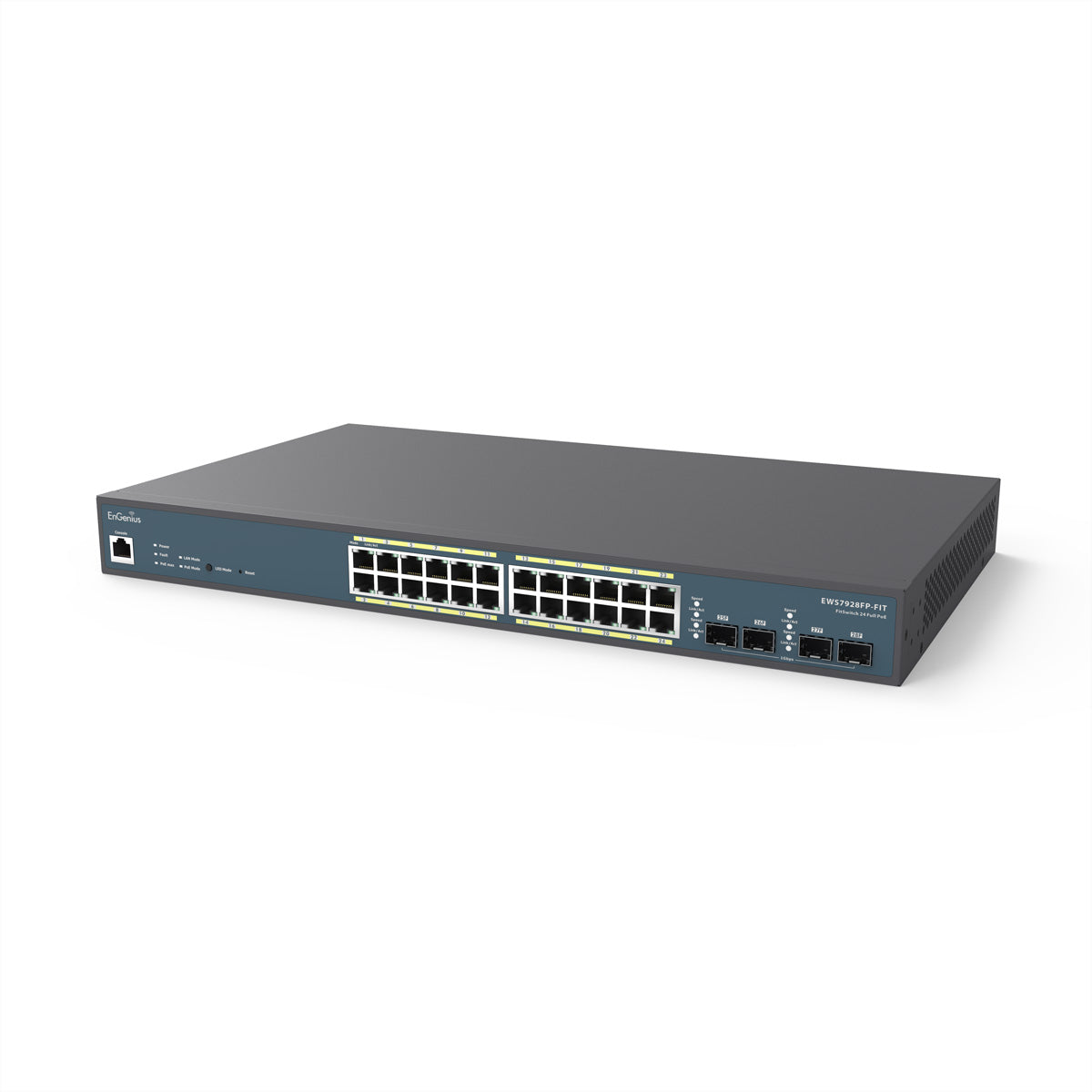 EnGenius EWS7928P-FIT – Verwalteter L2/L3 Switch – 24× 1G, 4× SFP, PoE+, PoE-Budget 240 W, 1U