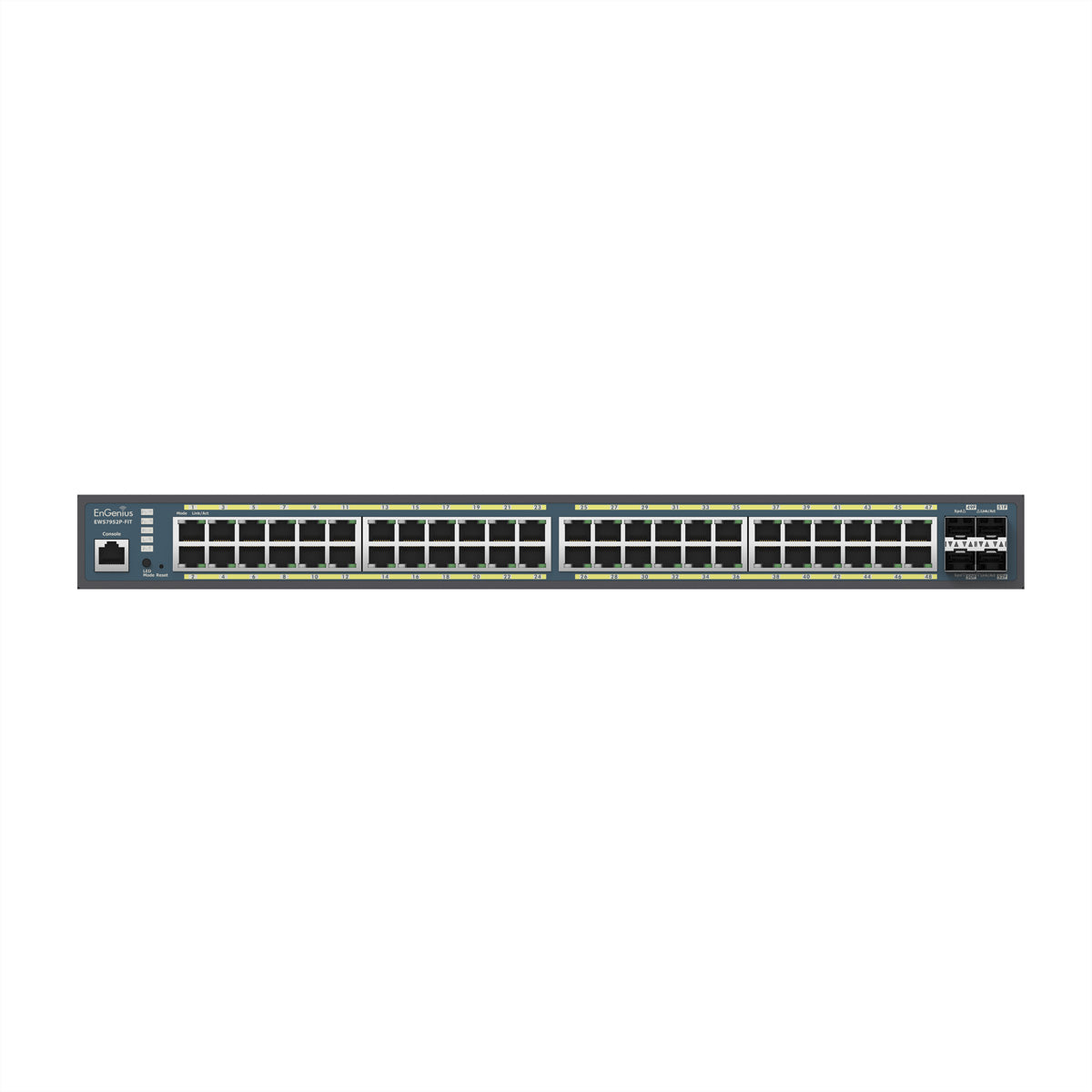 EnGenius EWS7952P-FIT – Managed L2/L3 Switch – 48× 1G, 4× SFP, PoE+, PoE-Budget 410 W, 19"