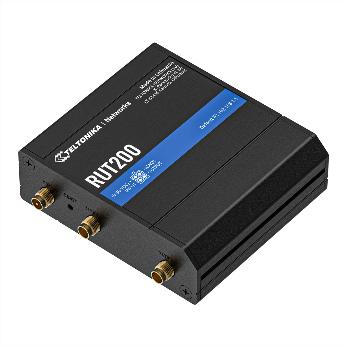 Teltonika RUT200 – 4G LTE Router, Wi-Fi 4, 2,4 GHz, 2× 10/100 Mbit/s, Mini-SIM, PoE, Schwarz