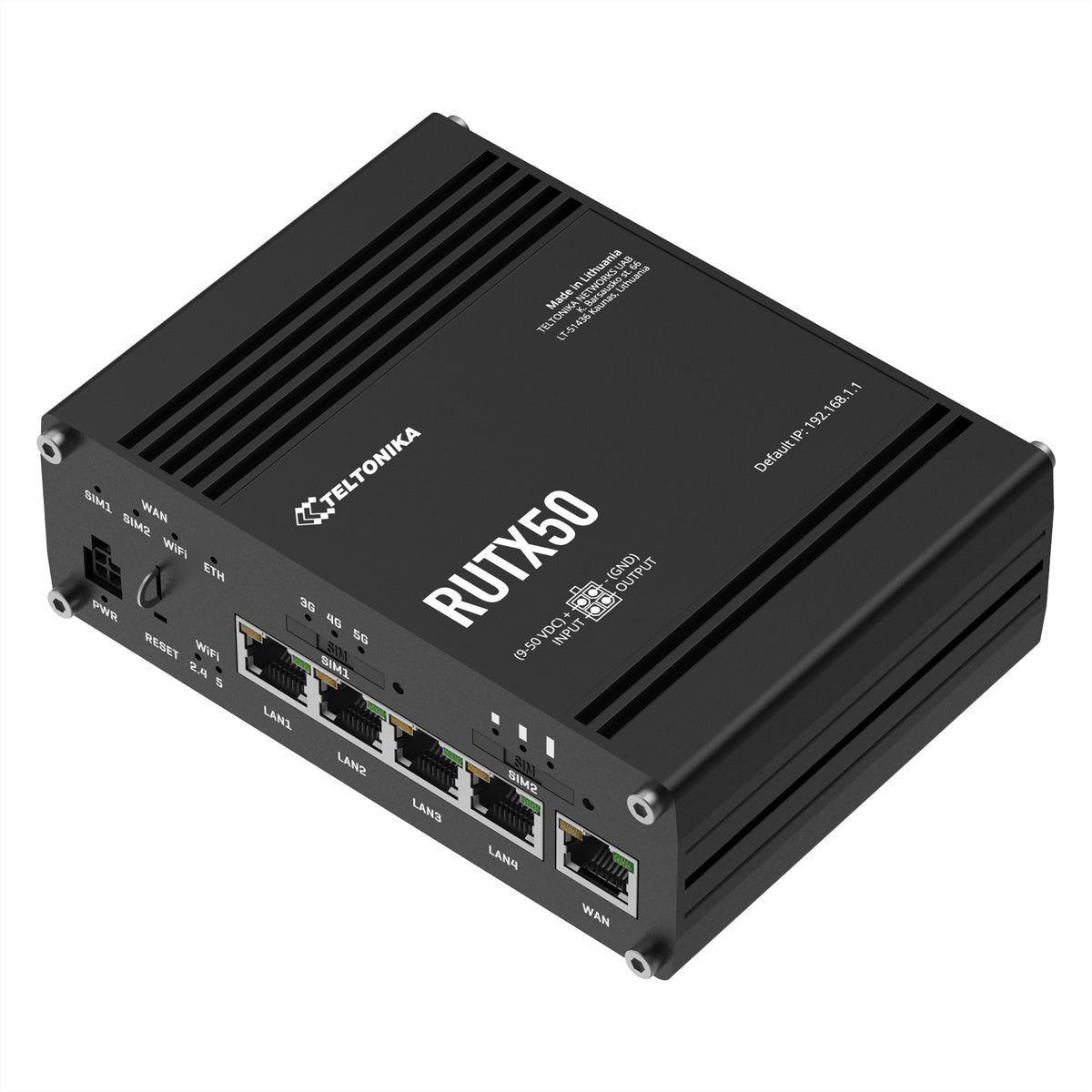 Teltonika RUTX50 – 5G Router, Wi‑Fi 5, Dual‑Band (2,4/5 GHz), 867 Mbit/s, 5× GbE, Dual‑SIM