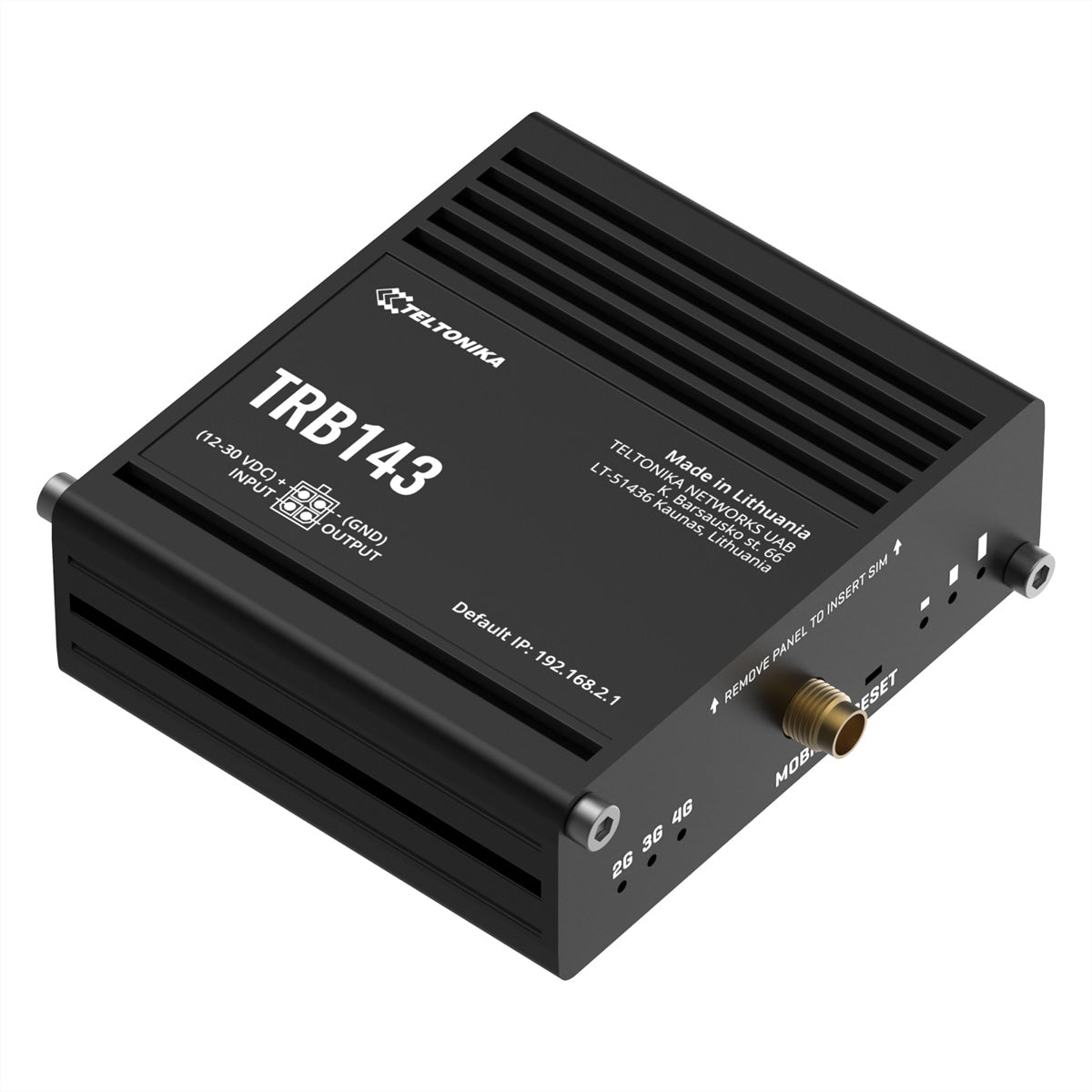 Teltonika TRB143 – Cellular Gateway – M-Bus, 4G/LTE (Kat 4), 1× 1G RJ-45, PoE, DIN-Schiene, 1× SMA-Antenne