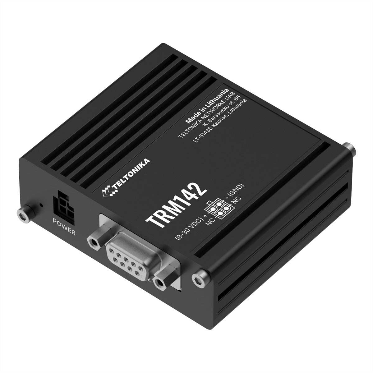 Teltonika TRM142 – 4G Modem, 2G/3G/4G, RS‑232 & Micro‑USB, Mini‑SIM, 9–30 V DC, Schwarz