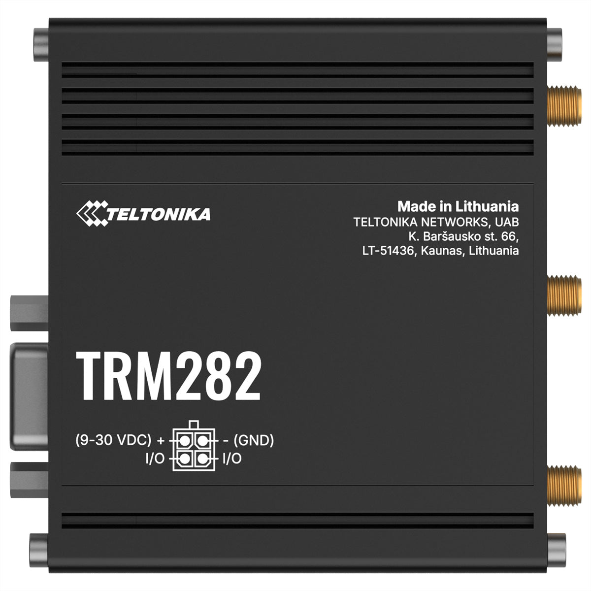 Teltonika TRM282 – LTE Router, USB, RS-232, 2× Mobilfunkantennen (SMA), Schwarz