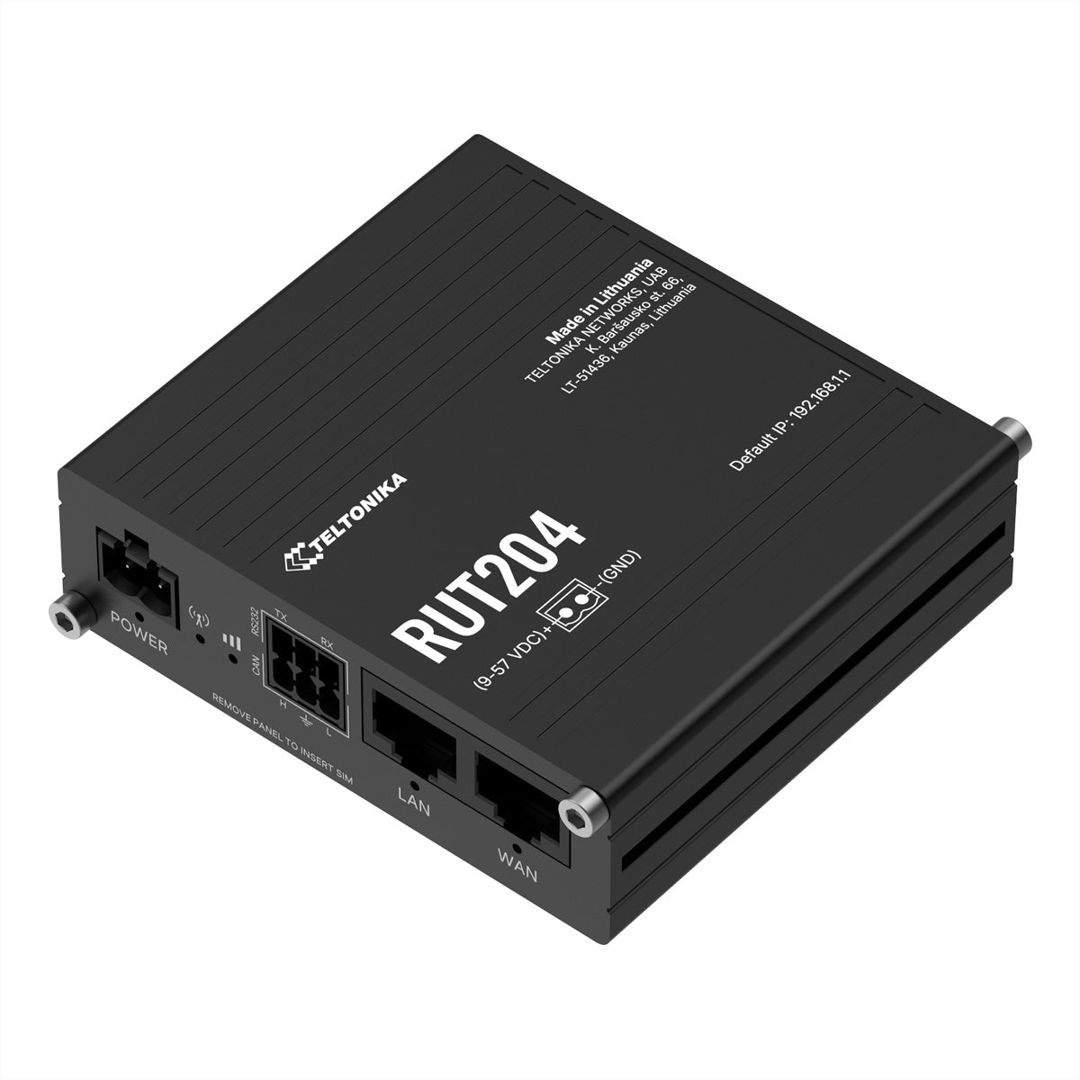 Teltonika RUT204 – LTE-Router, LTE Cat 4, Wi-Fi 4, Dual-SIM, 1x LAN 10/100, RS232, CAN-Bus, PoE-In