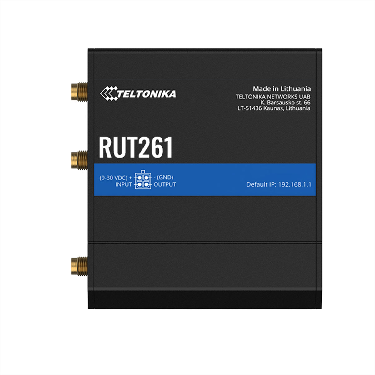 Teltonika RUT261 Router – LTE Cat 6, Wi‑Fi 4 (802.11n), 1× 10/100 LAN, RJ‑45 WAN, schwarz