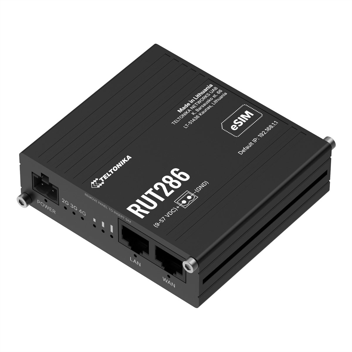 Teltonika RUT286 – LTE-Router, LTE (Kat 4), eSIM, 2x RJ-45 10/100 (WAN/LAN), RS232, RS485, PoE aktiv/passiv