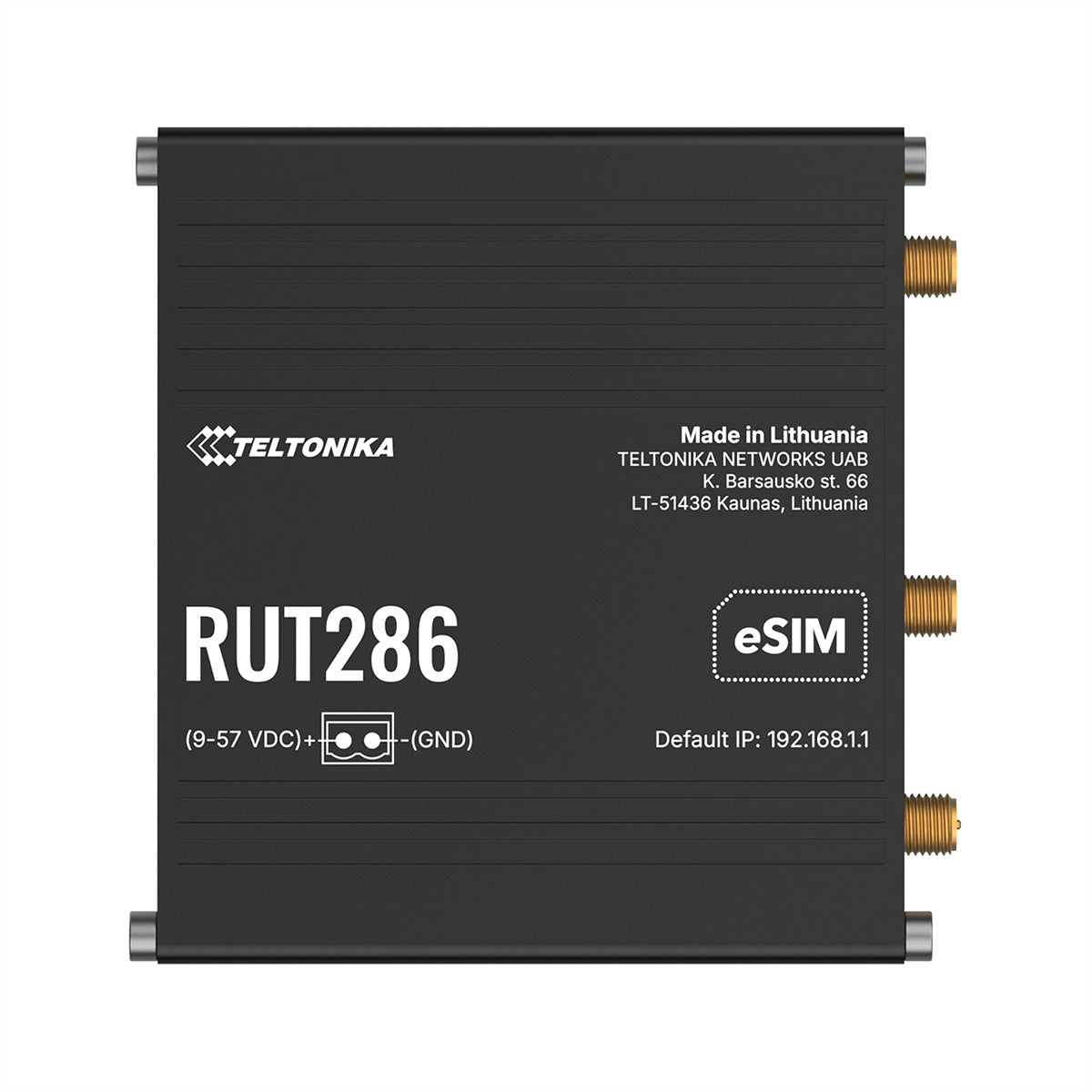 Teltonika RUT286 – LTE-Router, LTE (Kat 4), eSIM, 2x RJ-45 10/100 (WAN/LAN), RS232, RS485, PoE aktiv/passiv